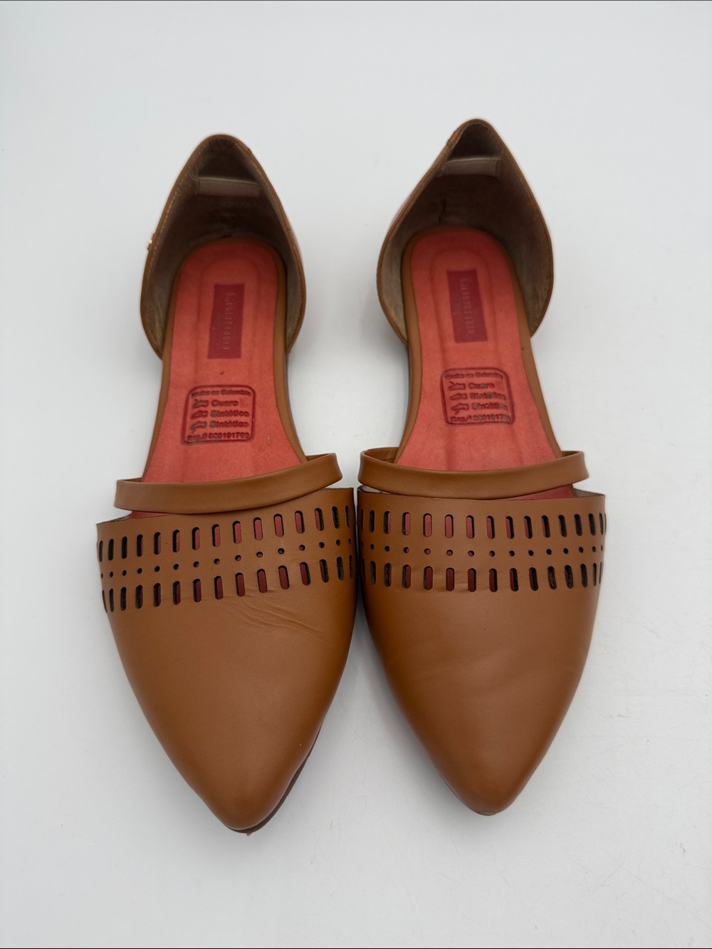Tannino Women's Pointed D'Orsay Flats in Cognac Brown shoe women - Picture 10 of 10